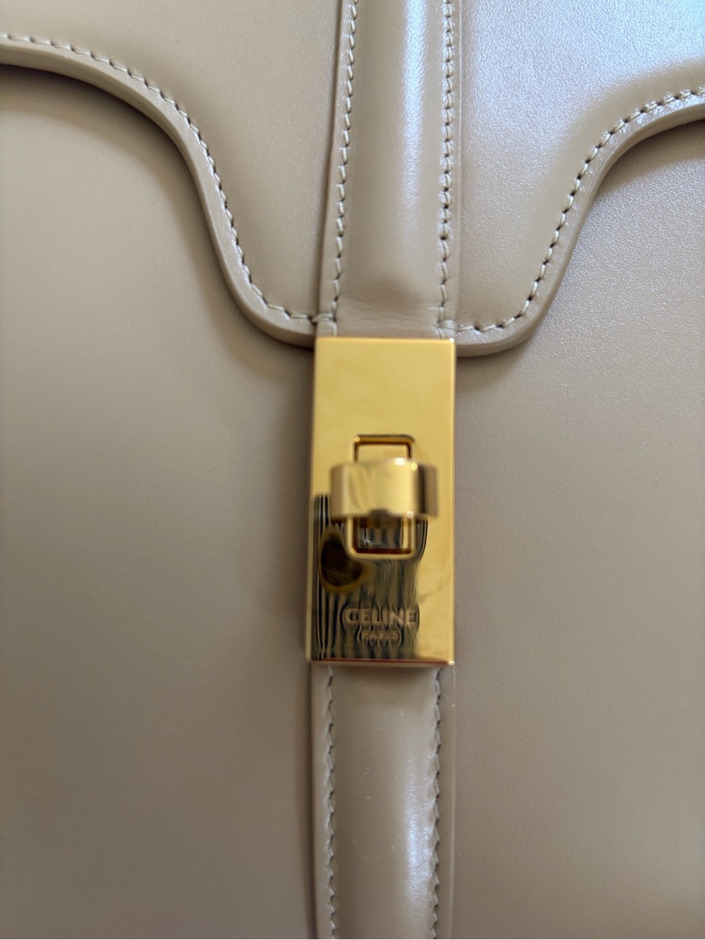 Celine Taupe Leather Top-Handle Shoulder Bag with Gold Hardware - Picture 4 of 10